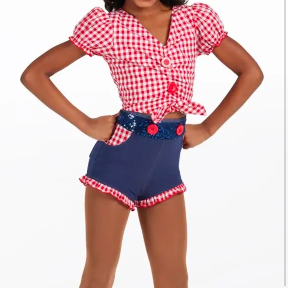 Navy Blue Women's Shorts with Red Accents